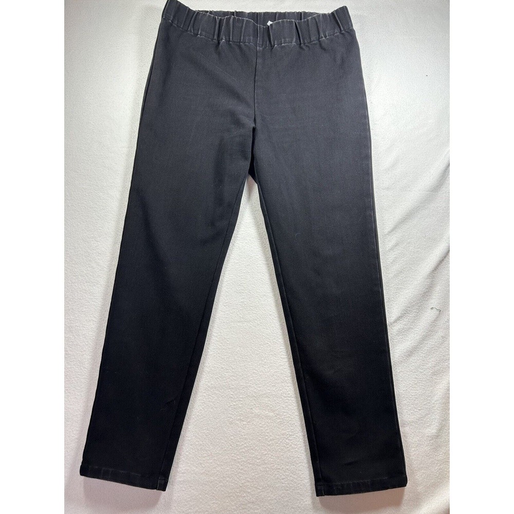 Soft Surroundings Black Pull on Stretchy Waist Straight Jean Pants Sz L NWOT